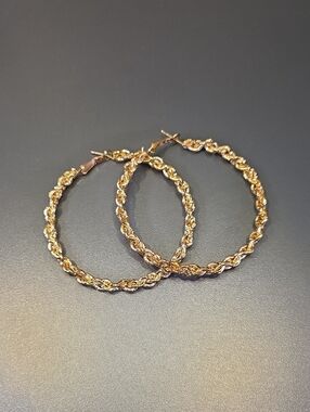 Gold-Tone Twisted Rope Hoop Earrings - Women Jewelry